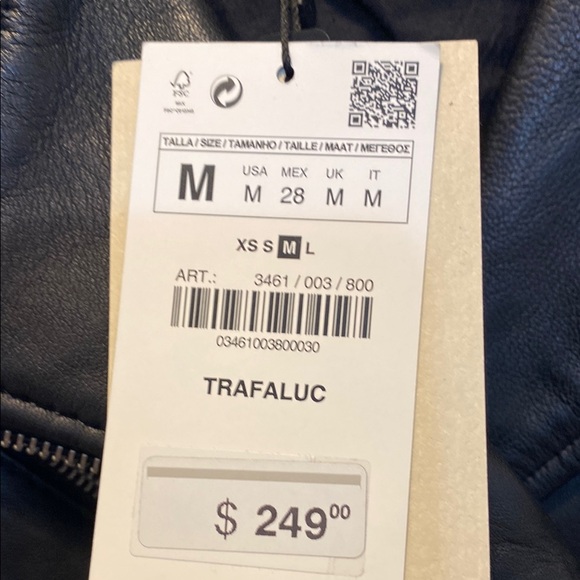 Zara Black Leather Biker Jacket - Picture 3 of 4